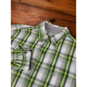 Carhartt Shirt S219 Green Plaid Lightweight Chest Pocket Work Mens Large Classic